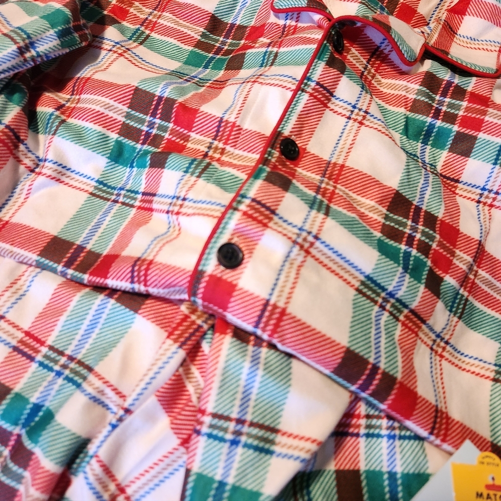 Teen Boy Plaid Button-Up Holiday Christmas Pajama Set - Picture 5 of 6